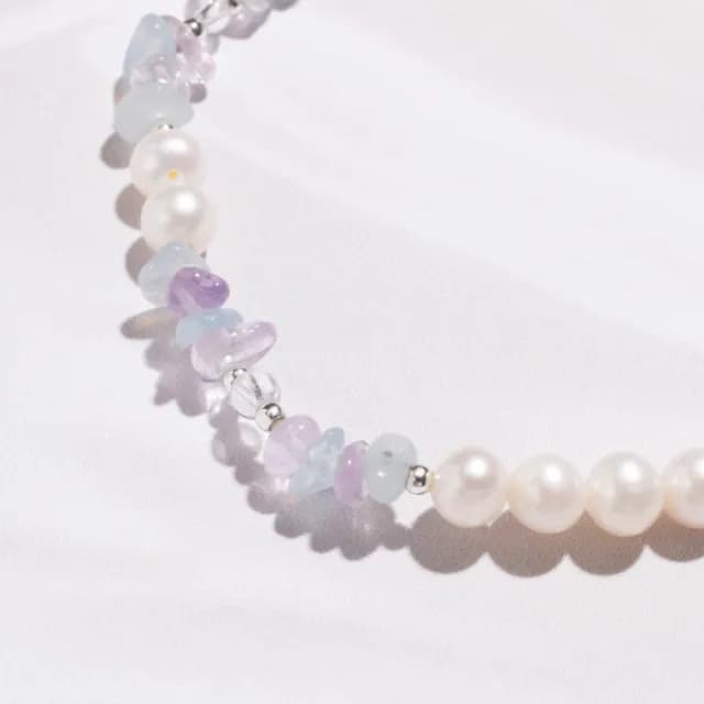 【SPANCONNY 飾品控】海洋聯名 l 紫黃晶 海藍寶 珍珠 l 天然水晶手鍊(不鏽鋼金屬材質—抗鏽防汗)