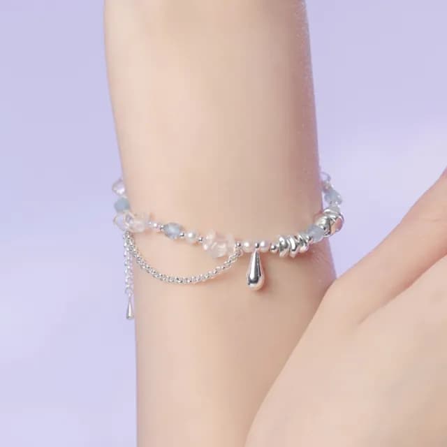 【SPANCONNY 飾品控】海洋聯名 l 海藍寶 白水晶 珍珠 l 天然水晶手鍊(不鏽鋼金屬材質—抗鏽防汗)