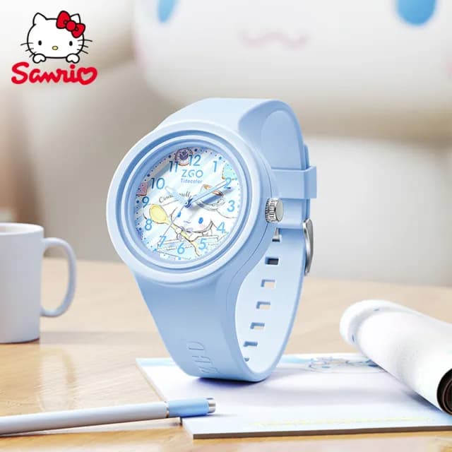 【SANRIO 三麗鷗】大耳狗印花錶盤果凍錶帶石英錶(兒童 學生 手錶)