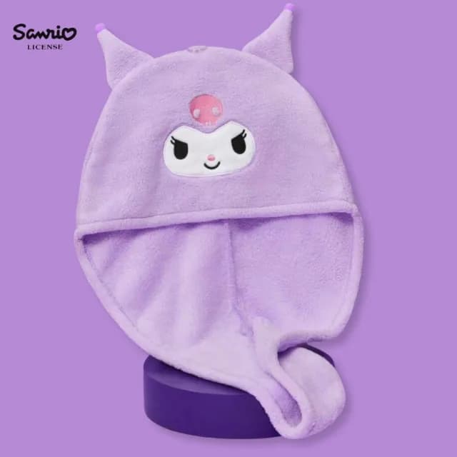 【SANRIO 三麗鷗】Hello Kitty凱蒂貓正版授權刺繡浴帽擦頭包頭巾(閨蜜女兒女友老婆聖誕交換禮物)