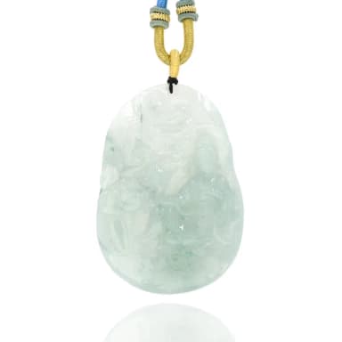 【喜緣玉品】天然冰種飄花翡翠蓮花自在觀音玉珮(直)