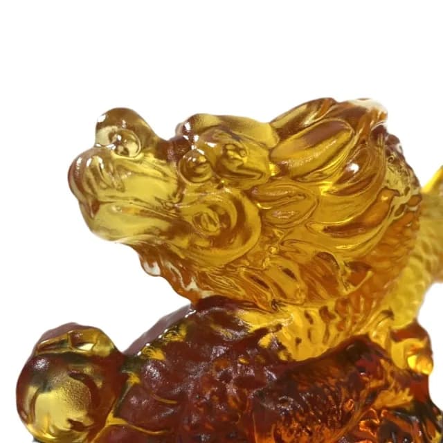 【琉璃工房】祥龍握珠 加 底座9*9*2.5cm 黑  入厝禮(入厝禮/玻璃/結婚禮物/藝術品/開業/退休/感謝等)