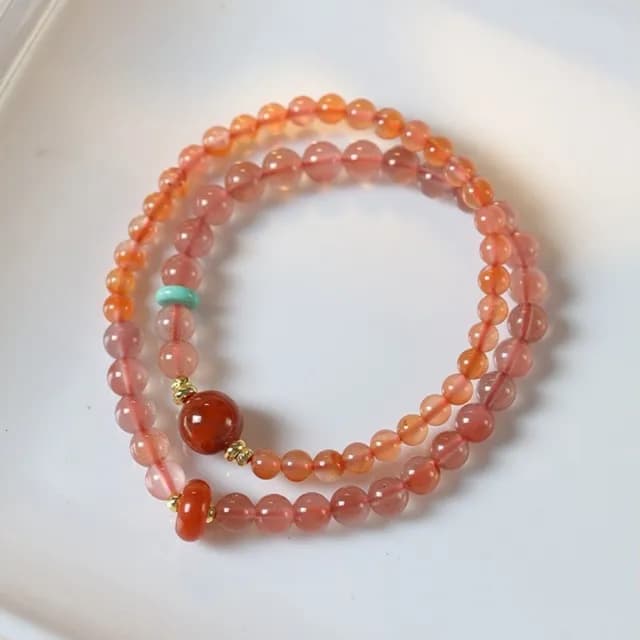 【MoonDy】雙11 情人節禮物 七夕 飾品 手鍊 手串 串珠手鍊 冰飄南紅 轉運手鍊 玉石手鍊 瑪瑙手鍊 柿子紅 雙