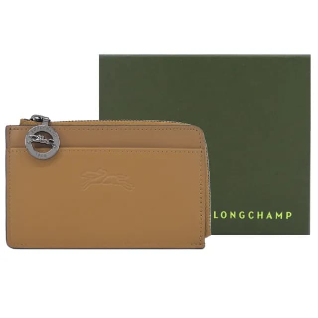 【LONGCHAMP】LE PLIAGE XTRA系列牛皮卡片零錢包(菸草棕)