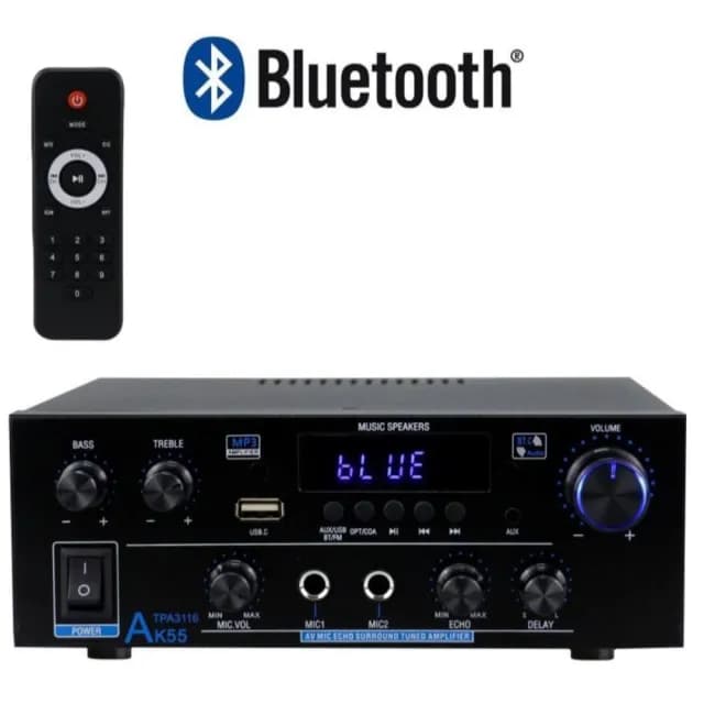 【SongSh】擴大器110V功放機擴大機卡拉ok藍牙音響喇叭HiFi擴音器2.0聲道(擴大機)