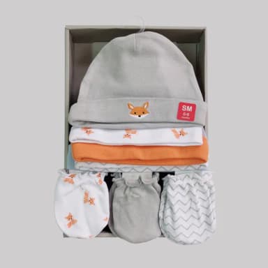 【Hudson Baby】彌月禮盒組-新生兒帽子+防抓手套8件組(寶寶帽嬰兒帽滿月送禮)