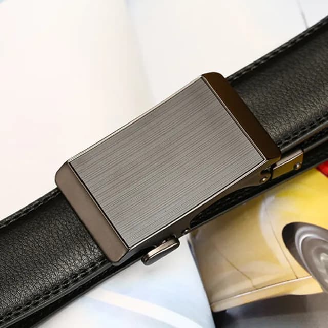 【YUNMI】雙11 真皮商務男士自動扣皮帶 時尚休閒腰帶 合金扣頭 寬3.5CM 可調節長度(生日禮物)
