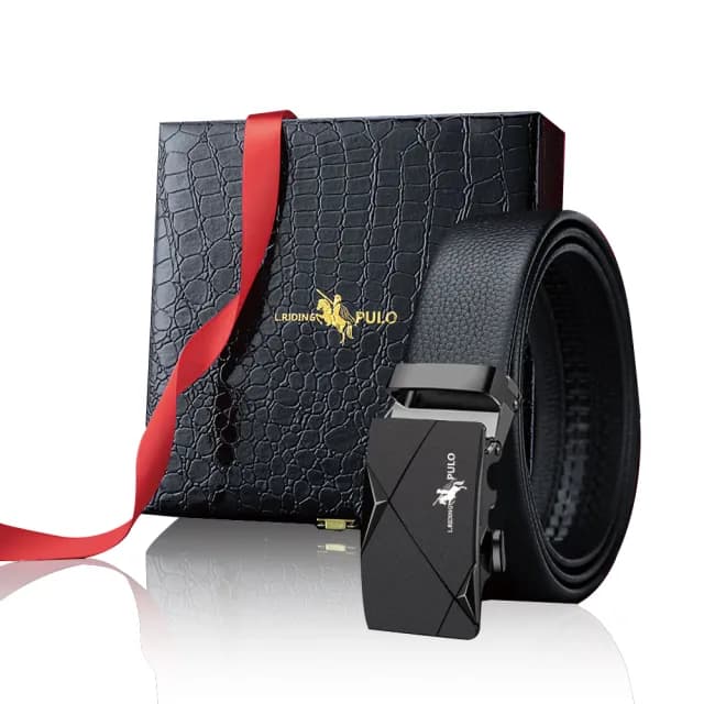 【YUNMI】雙11 輕奢真皮男士自動扣皮帶 禮盒組 可調節長度 腰帶 男仕腰帶(生日禮物)