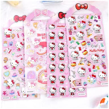 【TDL】三麗鷗凱蒂貓HELLO KITTY立體泡泡貼紙泡棉立體貼紙玩具4張組 495712(生日禮物 聖誕節 平輸品)