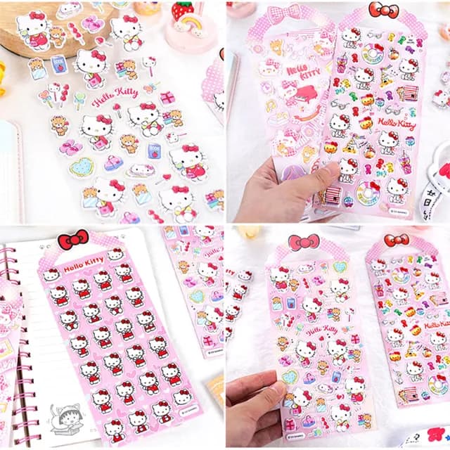 【TDL】三麗鷗凱蒂貓HELLO KITTY立體泡泡貼紙泡棉立體貼紙玩具4張組 495712(生日禮物 聖誕節 平輸品)