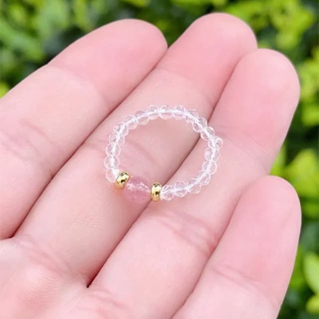 【Penny珮妮】奧地利水晶配草莓晶5mm戒指指環(母親節 情人節 生日禮物 交換禮物 送女友 尾牙 新年 結婚)