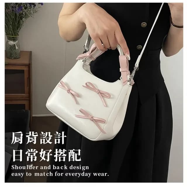 【韓系小妞】雙11 蝴蝶結肩背包(百搭 單肩包 通勤 手提包 女 生日禮物 出遊 托特包)