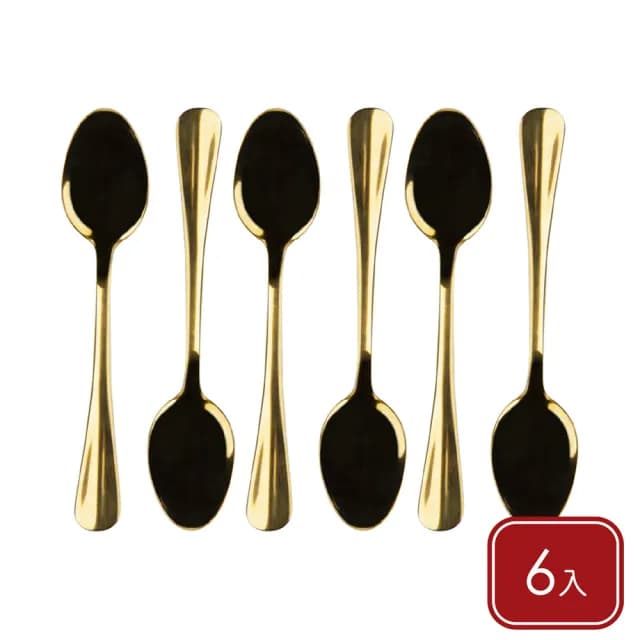 【EXCELSA】Gold不鏽鋼咖啡匙6入 金 / 點心匙 攪拌匙 茶匙 下午茶餐具