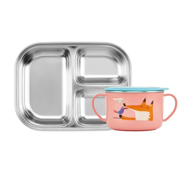 【酷藝師CUITISAN】寶寶好好吃飯組 - 316可微波不鏽鋼兒童餐具2件套(酷夢系列)