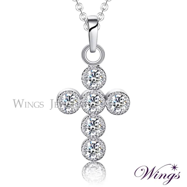 【WINGS】八心八箭十字架項鍊《聖潔》｜閃耀擬真鑽・優雅輕奢風(禮盒 禮物 送禮 主日 受洗)
