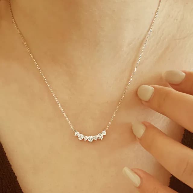 【CReAM】Yael 925純銀微笑七鑽鍍18K金色銀色女項鍊(生日 禮物 送禮 禮盒)