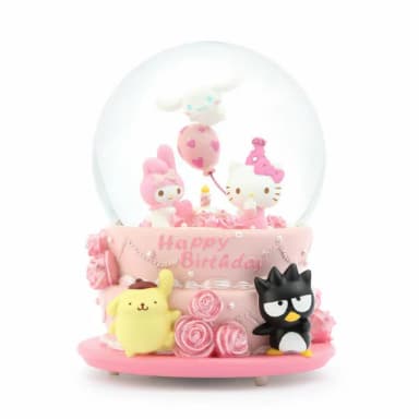 【JARLL 讚爾藝術】Hello Kitty 三麗鷗派對 生日蛋糕 水晶球音樂盒(生日禮物 情人禮物 閨蜜禮物)