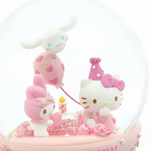 【JARLL 讚爾藝術】Hello Kitty 三麗鷗派對 生日蛋糕 水晶球音樂盒(生日禮物 情人禮物 閨蜜禮物)