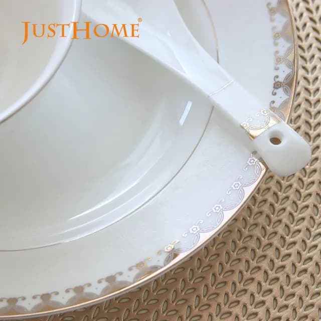 【Just Home】晨璽骨瓷26件骨瓷碗盤組-附禮盒(8人份 骨瓷 餐具禮盒 碗盤 碗 盤子)