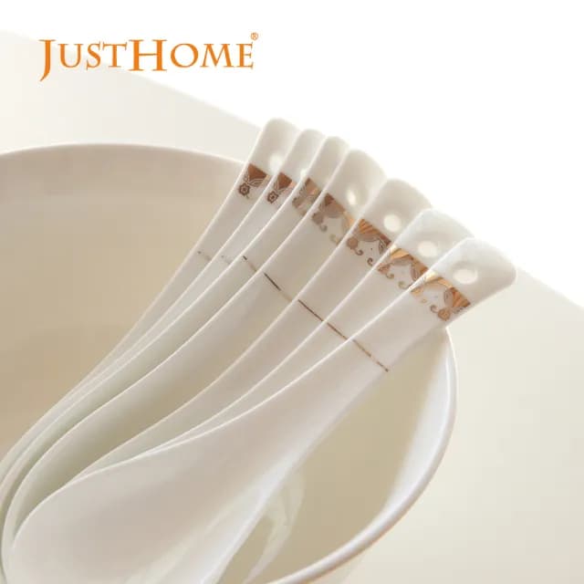 【Just Home】晨璽骨瓷26件骨瓷碗盤組-附禮盒(8人份 骨瓷 餐具禮盒 碗盤 碗 盤子)
