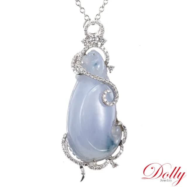【DOLLY】買一送一 14K金 緬甸紫羅蘭翡翠鑽石項鍊(母親節 長輩送禮首選)