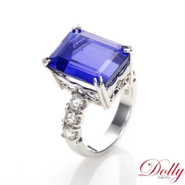 【DOLLY】買一送一 13克拉 天然丹泉石18K金鑽石戒指(現貨 母親節 長輩送禮首選)
