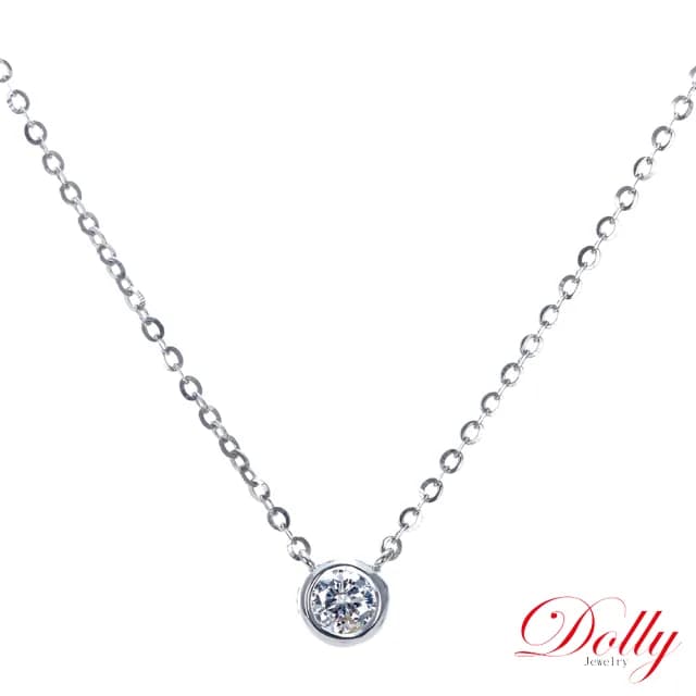 【DOLLY】0.15克拉 天然鑽石 F/VS2 完美車工18K金鑽石項鍊(母親節 長輩送禮 交換禮物首選)