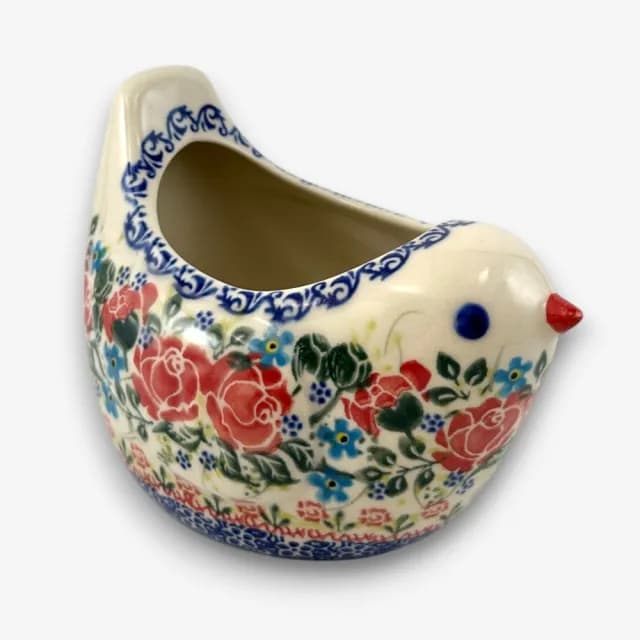 【SOLO 波蘭陶】波蘭製 Vena 波蘭陶小雞擺飾 薔薇藤蔓系列 14CM 可置物 餐具筒 筆筒 多用途