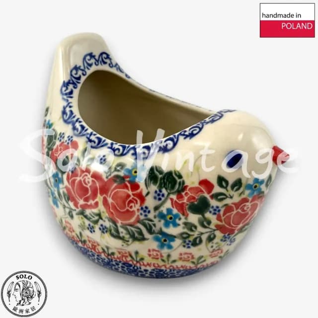 【SOLO 波蘭陶】波蘭製 Vena 波蘭陶小雞擺飾 薔薇藤蔓系列 14CM 可置物 餐具筒 筆筒 多用途