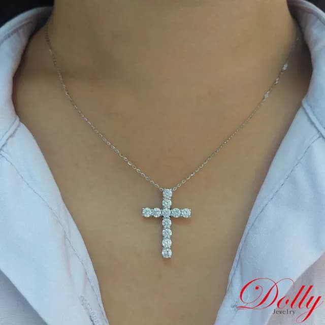 【DOLLY】1.40克拉 天然鑽石 F/VS2 十字架18K金鑽石項鍊(母親節 長輩送禮 交換禮物首選)