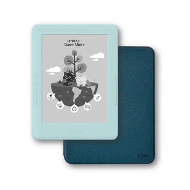 【HyRead】側翻殼套優惠組 Gaze Mini+ 6吋閱讀器 (淺蔥青)+側翻殼軍墨綠