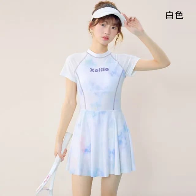 【橘魔法】大童 夢幻暈染連身泳衣(內有安全褲 泳裝 青少女 游泳課 學生 快乾 女童 童裝)