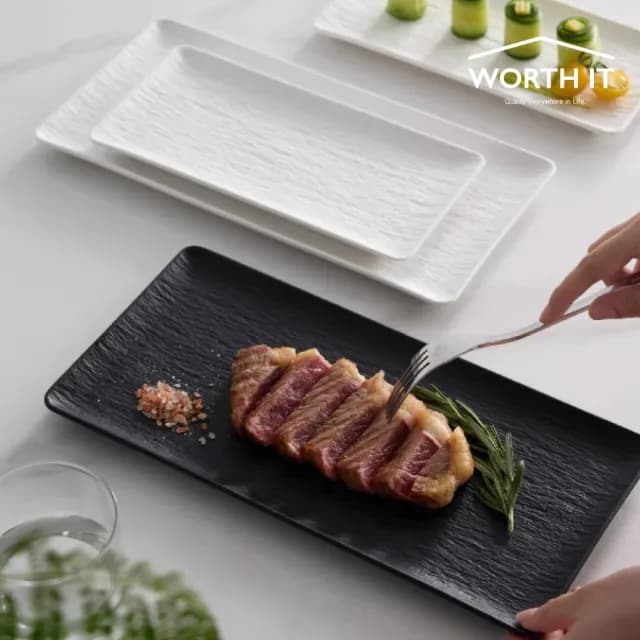 【渥思】法式石紋陶瓷長盤-10吋(餐盤.魚盤.餐具.盤子.壽司盤)