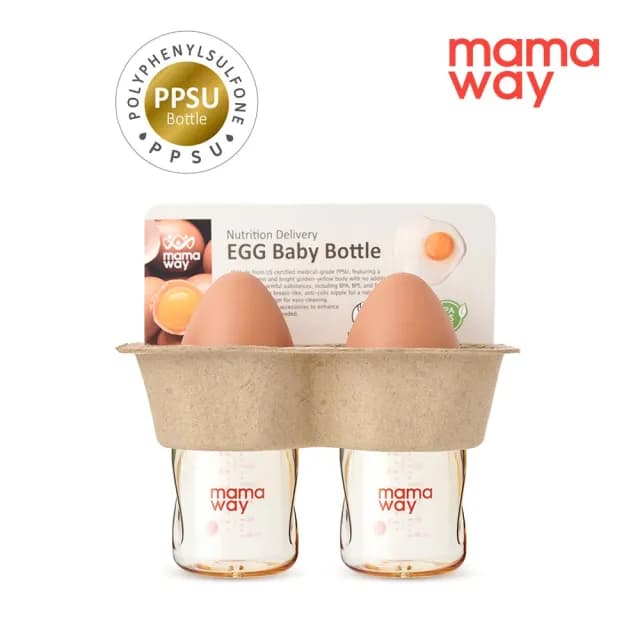 【mamaway 媽媽餵】PPSU寬口防脹氣雞蛋奶瓶200ml二入組(新生兒禮盒/彌月禮盒)