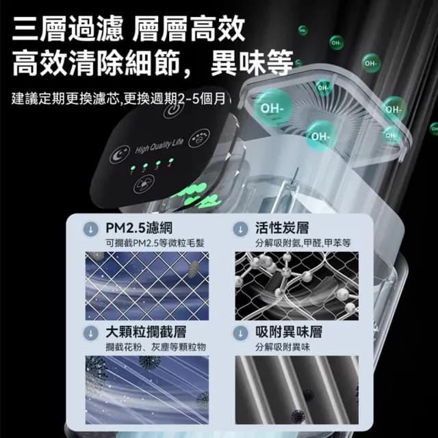 【Quality 聚家】空氣淨化器 9-15坪適用負離子空氣清淨機(除醛/除菌/除臭/多重過濾/循環淨化)
