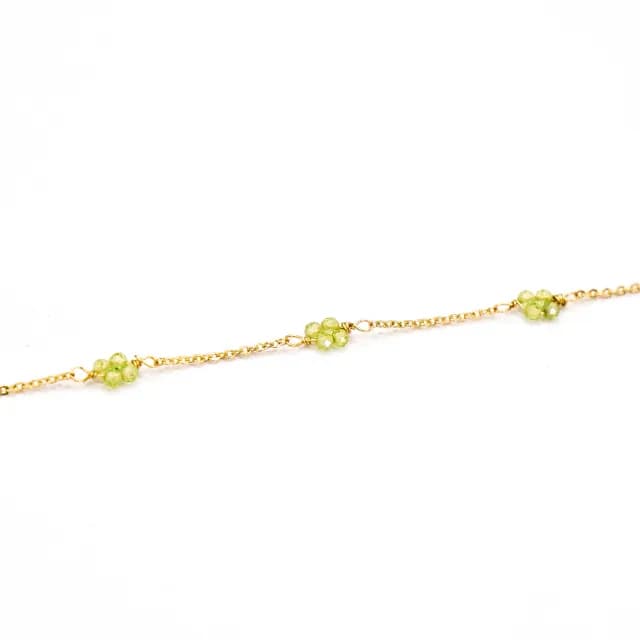 【Ficelle】8月誕生石 橄欖石 K金 初見花語手鍊(輕珠寶 天然石 磁場 開運 設計款 手工製作)