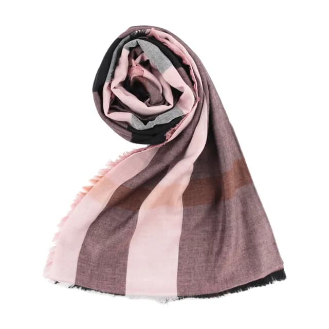 【BURBERRY 巴寶莉】經典格紋莫代爾羊毛圍巾_薄款(乾枯玫瑰色)