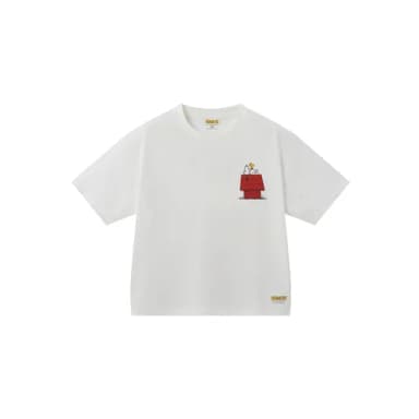 【GIORDANO 佐丹奴】童裝印花短袖上衣 史努比SNOOPY聯名系列(02 皎白)