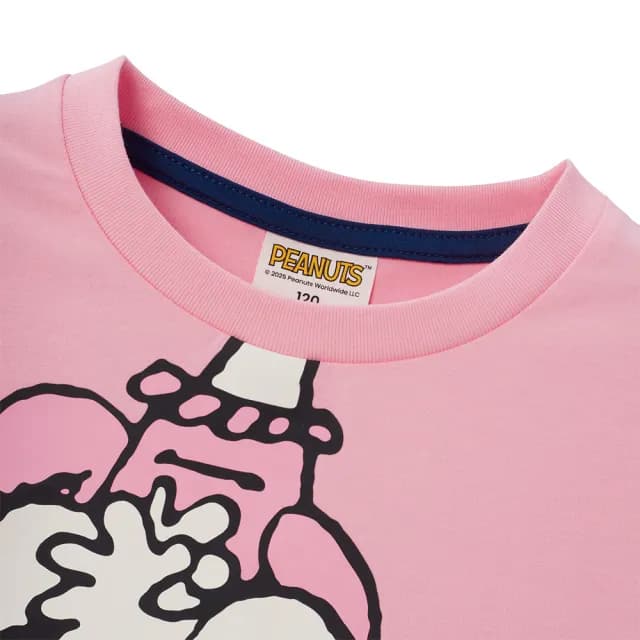 【GIORDANO 佐丹奴】童裝印花短袖上衣 史努比SNOOPY聯名系列(75 嬌粉紅)