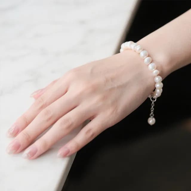 【Luster】狂銷雙11!5-6mm 巴洛克 淡水珍珠 純銀手鍊(不規則珍珠展現獨特品味)