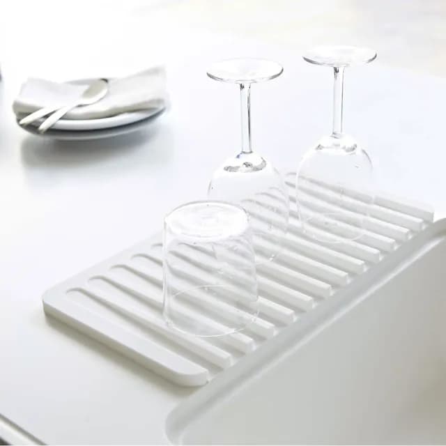 【YAMAZAKI】Flow斷水流瀝水盤-L-白(收納架/碗盤餐具瀝水架/置物架) 