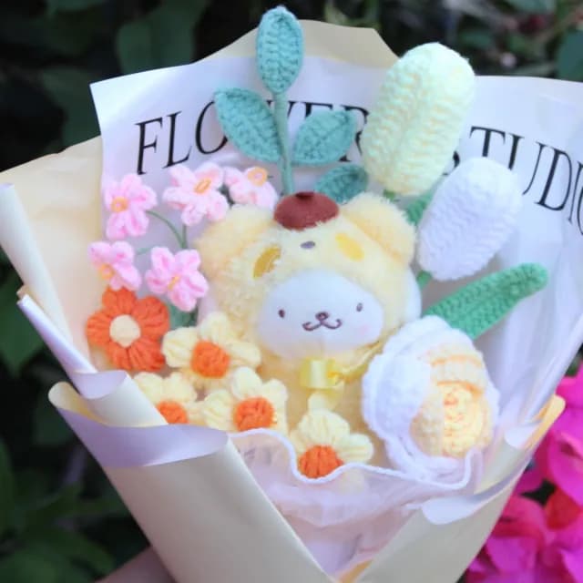 【天使愛美麗】卡通玩偶花束 創意可愛毛絨娃娃花束(畢業花束 公仔花束七夕生日 情人節 母親節禮物)