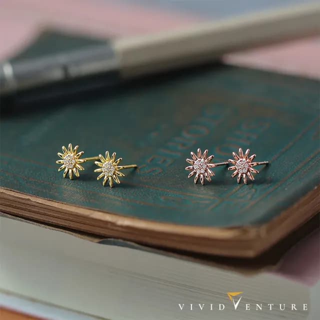【Vividventure 亞帝芬奇】14K 5分 天然鑽石 鑽石 耳環 任選 日光戀人(玫瑰金色/黃K金色)