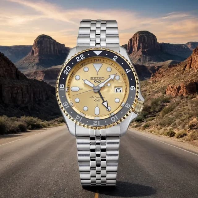 【SEIKO 精工】70週年紀念金龍年 5 Sports GMT機械錶-42.5mm 七夕 情人節禮物(SSK044K1/4R34-00M0K)