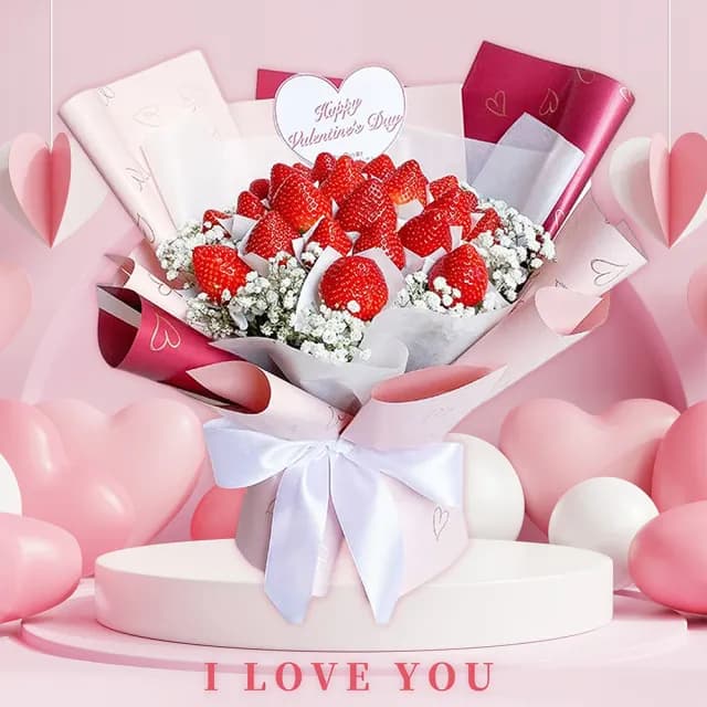 【My Dear草莓花束】So Heart☆情人節草莓花束大型(水果花束/情人節/告白/生日禮物/超人氣花束/草莓)