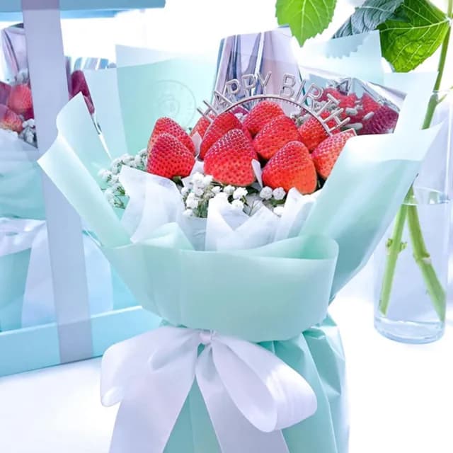 【My Dear草莓花束】經典蒂芬尼草莓花束生日禮盒組(水果花束/情人節/告白/生日禮物/超人氣花束/草莓)