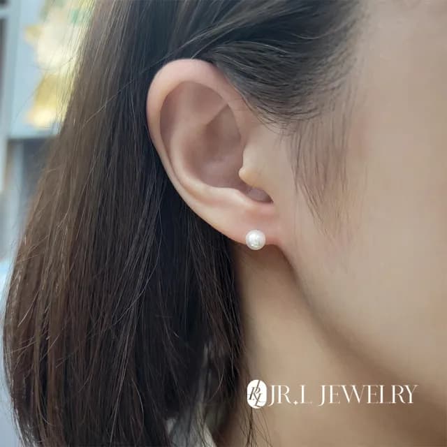 【JR.L金瑞利珠寶】情人節禮物 Akoya天然珍珠 月光之語18K金珍珠耳環(5.5-6MM)