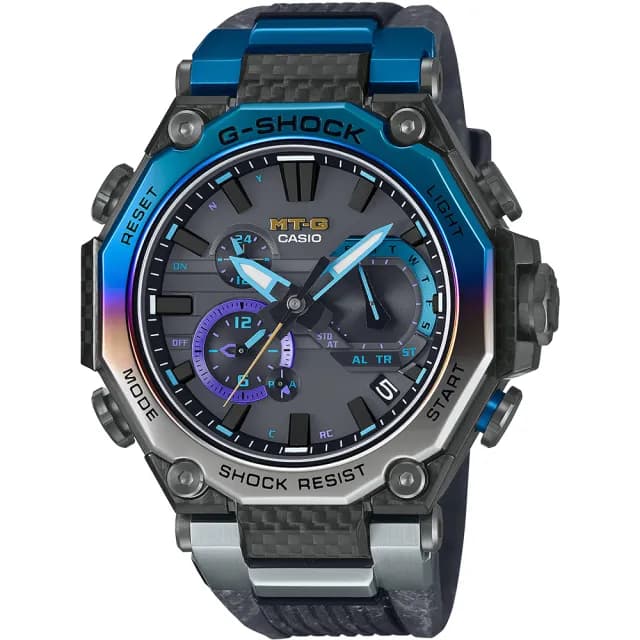 【CASIO 卡西歐】MTG 碳纖維太陽能智慧藍牙電波手錶(MTG-B2000YST-1A/速)