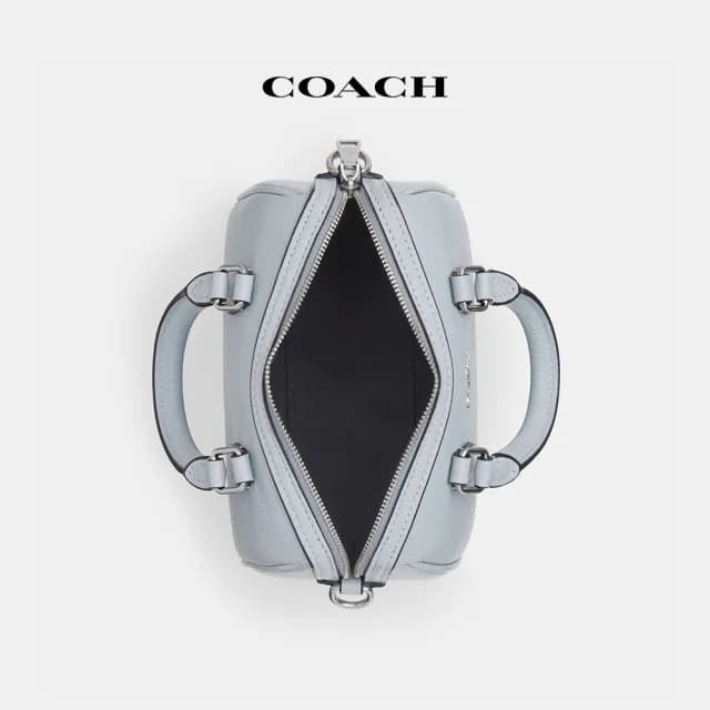 【COACH】蔻馳官方直營 ROWAN掛件裝飾迷你斜背手袋-SV/冰藍色(CBJ15)