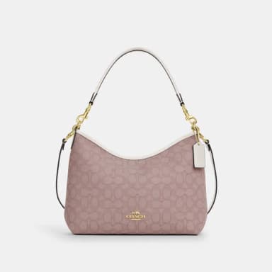 【COACH】蔻馳官方直營 LAUREL經典Logo單肩手袋-IM/粉色(CBS71)